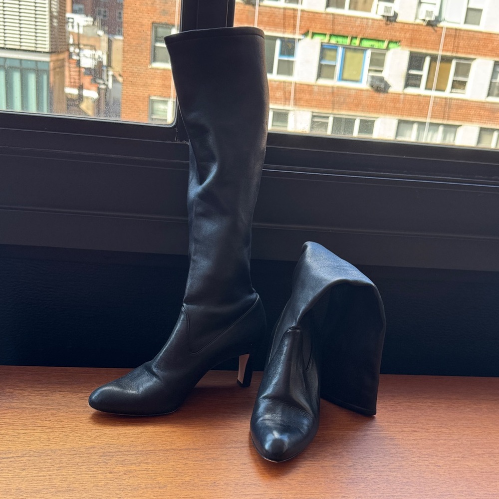Black Leather Knee-High Boots